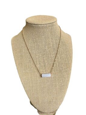 White Pillar Bar Stone on Dainty Gold Necklace